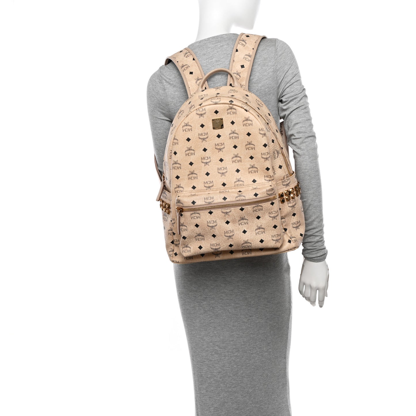 Visetos Medium Studded Stark Backpack Beige