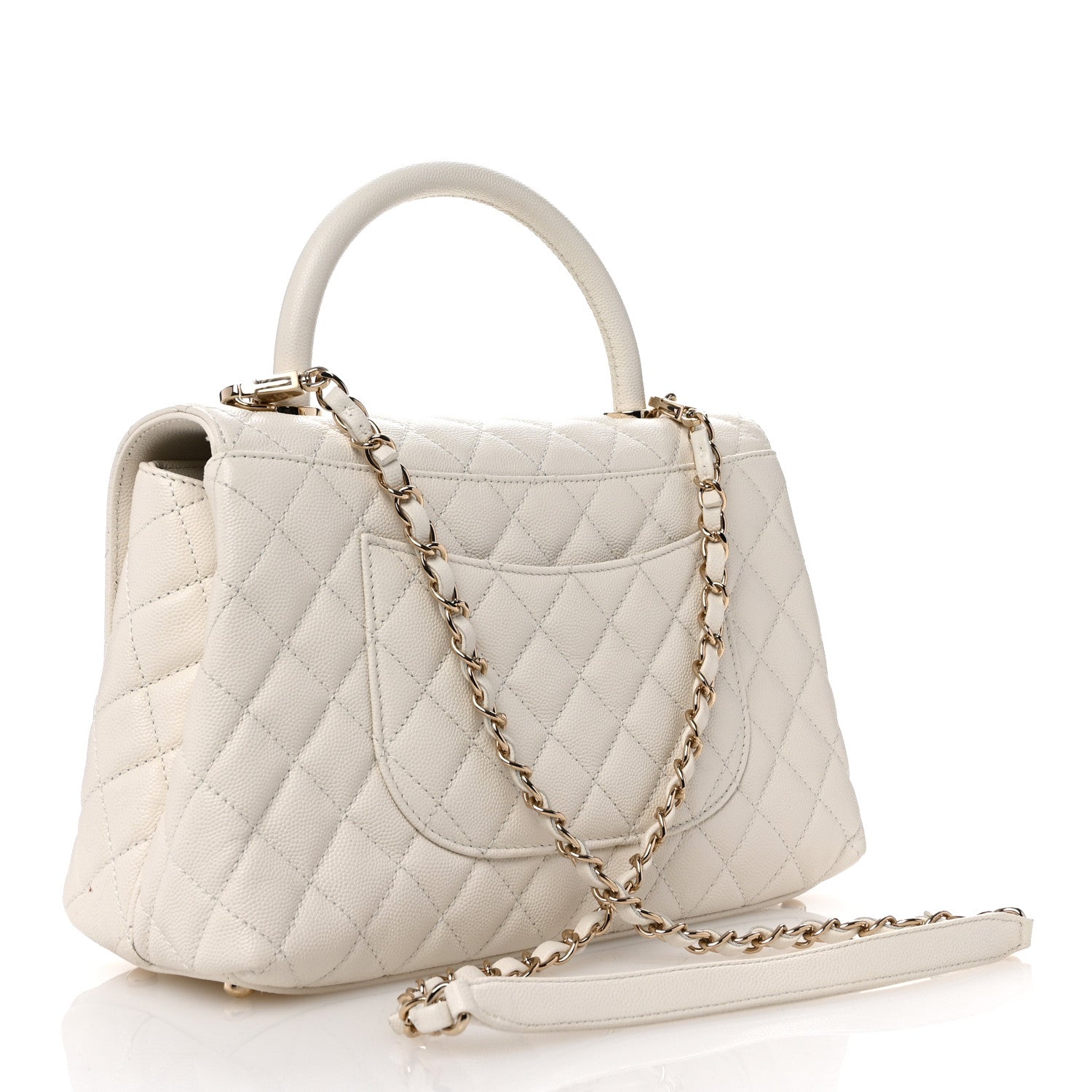 Chanel Caviar Quilted Small Coco Handle Flap White 3 of 11