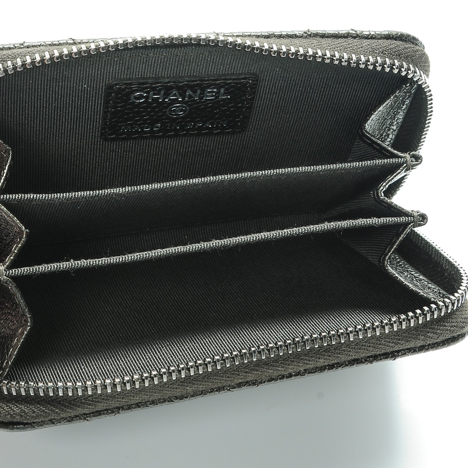 Chanel Metallic Caviar Quilted Zip Coin Purse Dark Charcoal 5 of 8