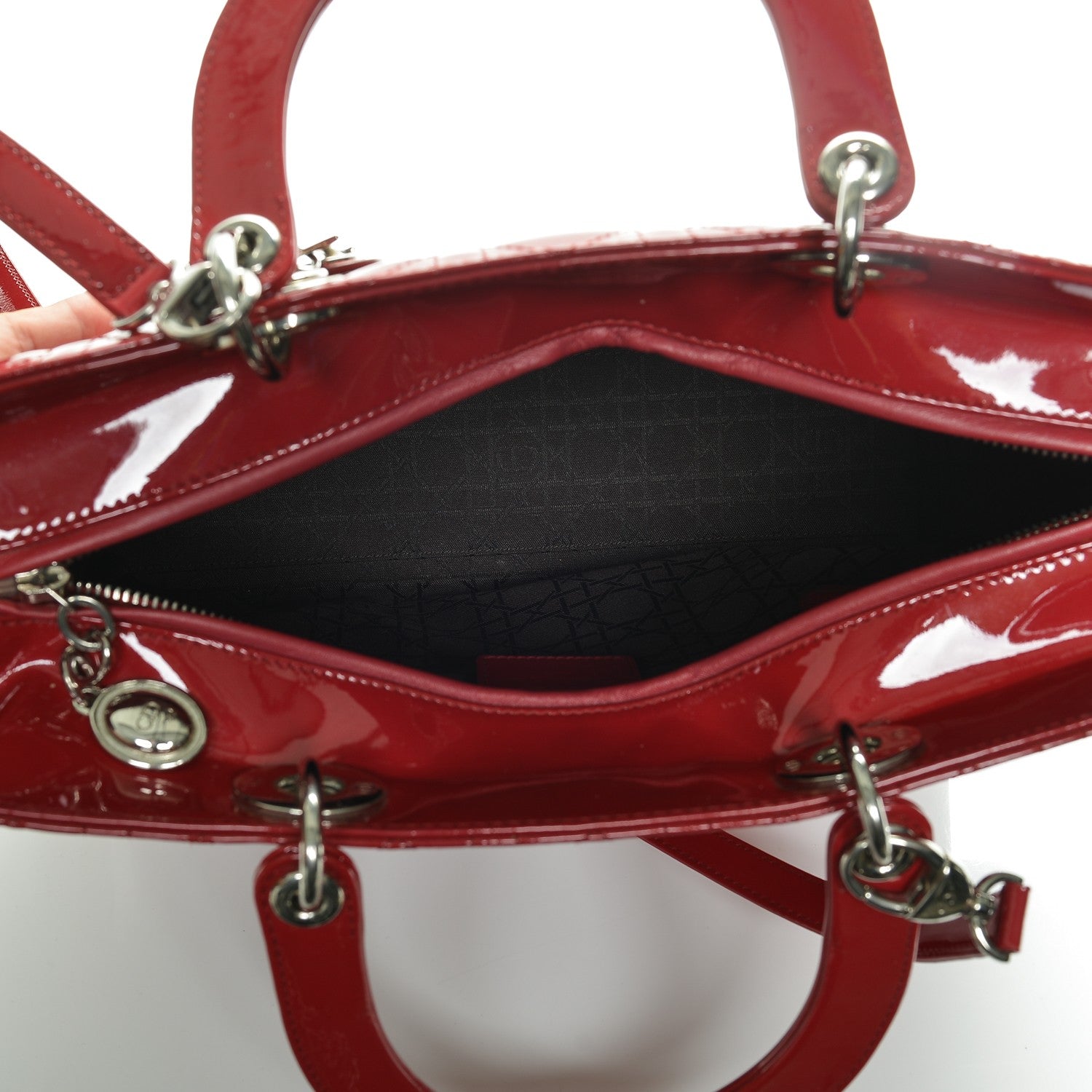 Christian Dior Patent Cannage Large Lady Dior Red 5 of 8