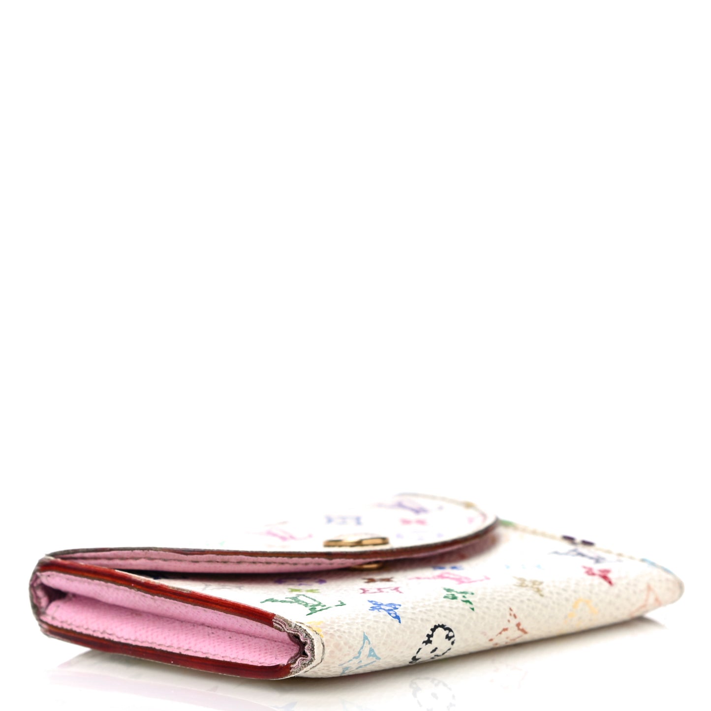 Monogram Multicolor Business Card Holder White Litchi