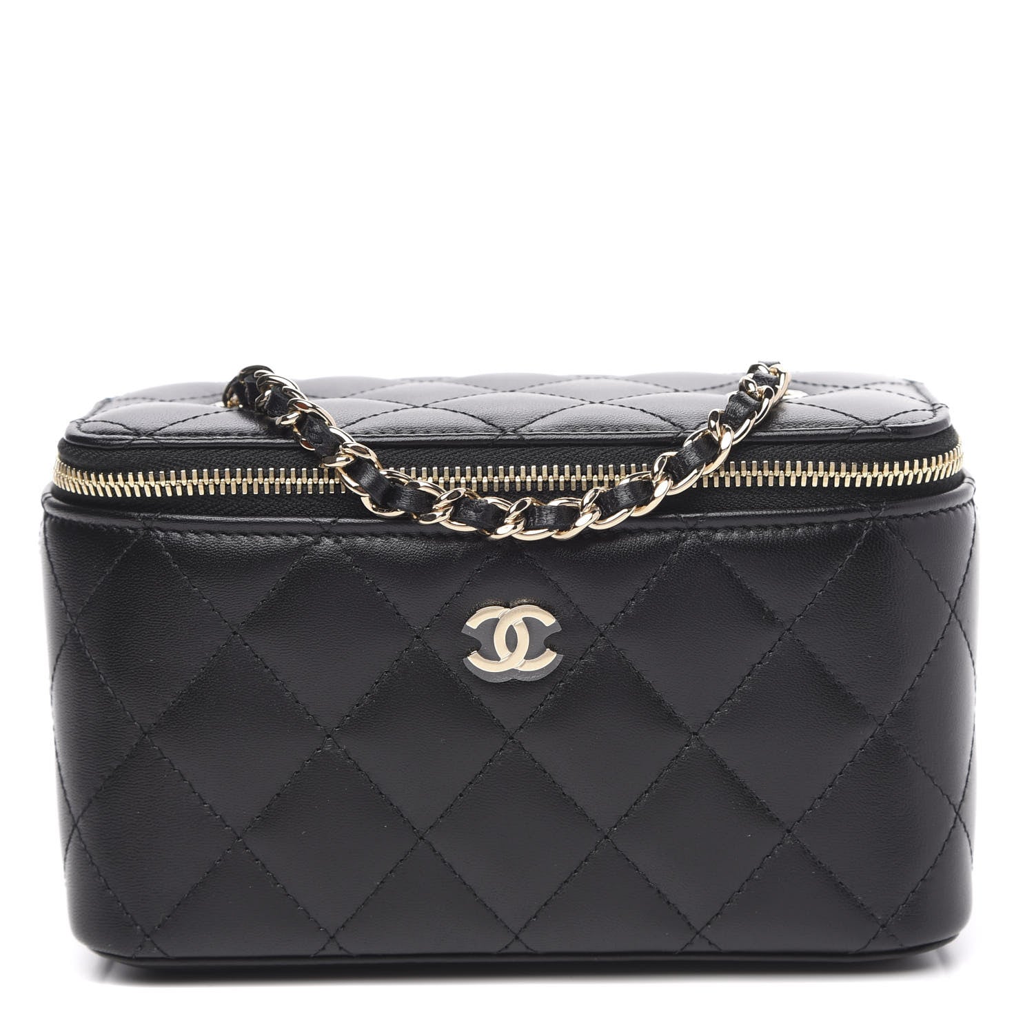 Chanel Lambskin Quilted Small Vanity Case With Chain Black 1 of 10