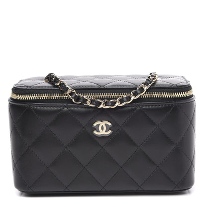 Chanel Lambskin Quilted Small Vanity Case With Chain Black 1 of 10
