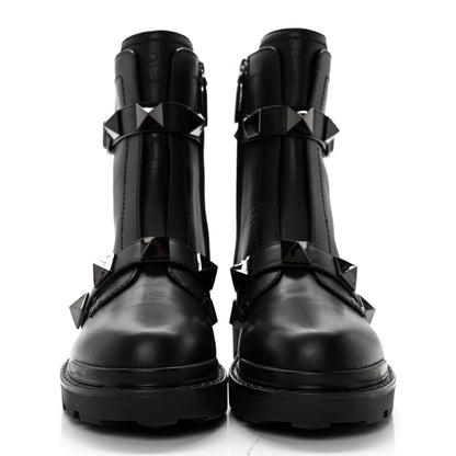 Valentino Garavani Calfskin Tonal Roman Stud 20/40mm Combat Boots 38 Black 2 of 11