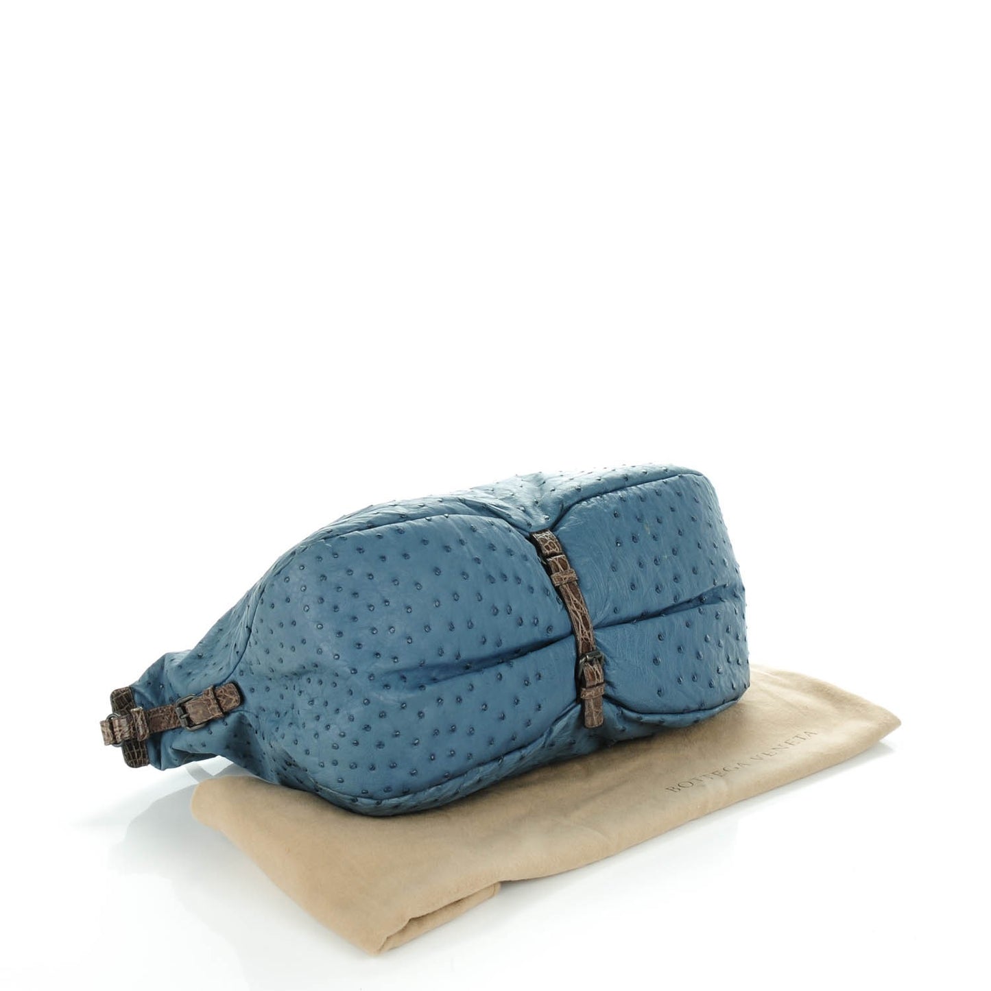 Ostrich Crocodile Shoulder Bag Blue
