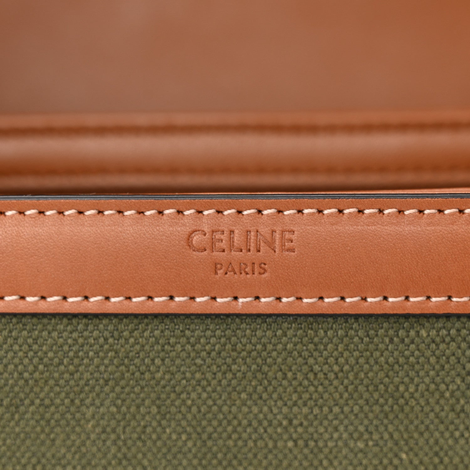 Celine Textile Natural Calfskin Medium Triomphe Bag Green 7 of 14