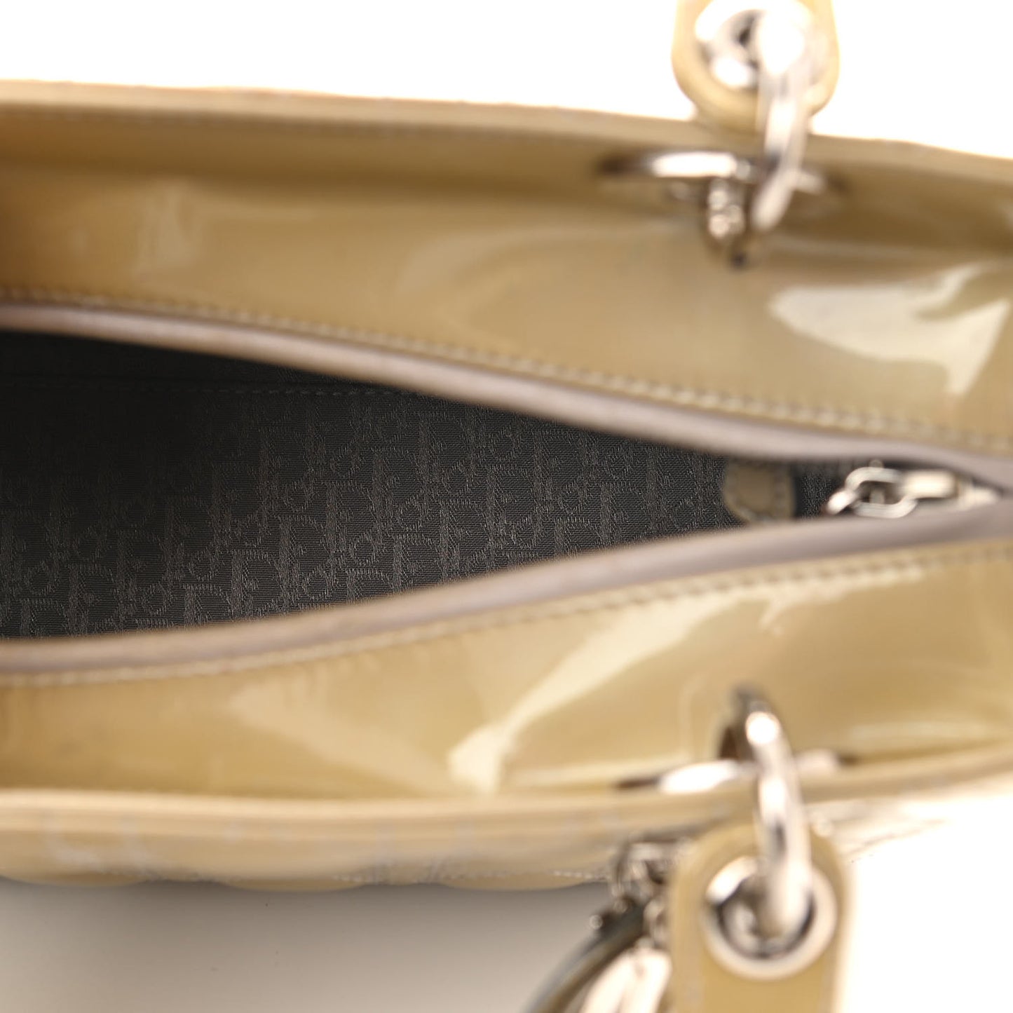 Patent Cannage Medium Lady Dior Beige