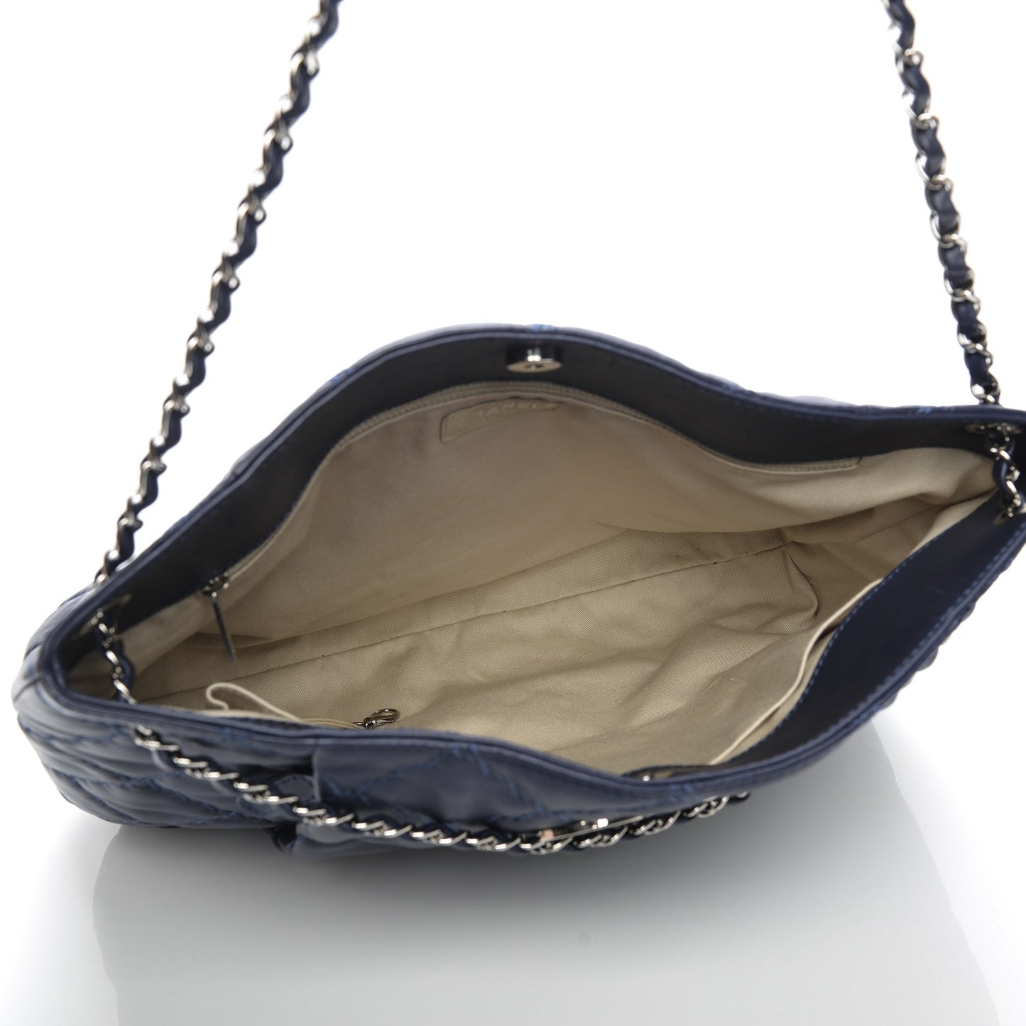 Calfskin Double Stitch Large Hamptons Shopping Tote Dark Blue