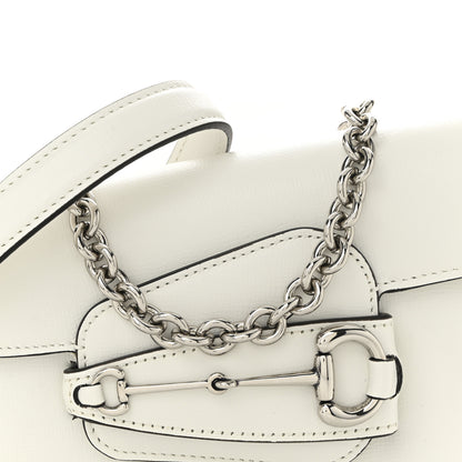 Gucci Calfskin Mini Horsebit 1955 Asymmetric Shoulder Bag Great White 8 of 10