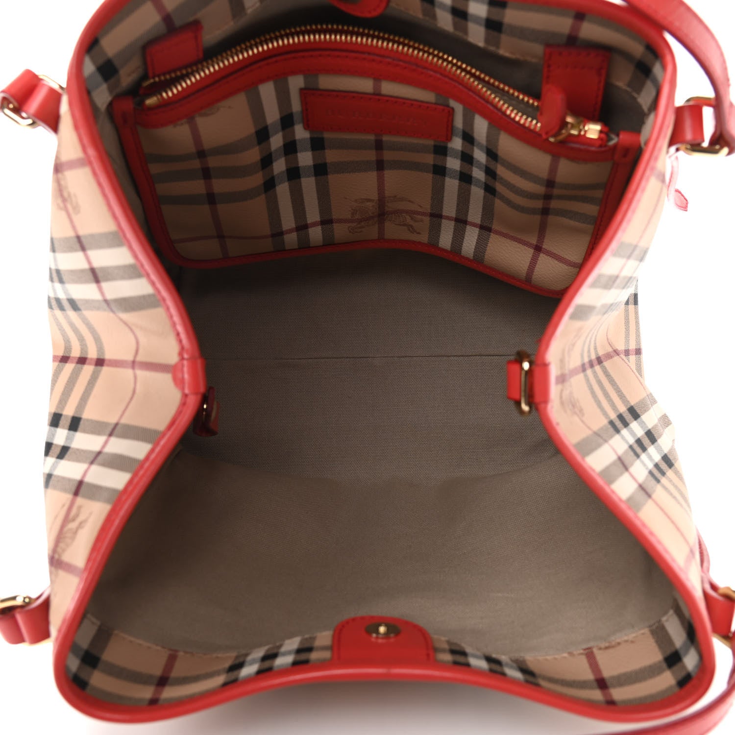 Burberry Haymarket Check Small Canterbury Tote Military Red 5 of 13