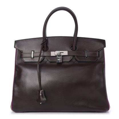 Hermes Box Bi-Color Birkin 35 Raisin Cyclamen 1 of 10