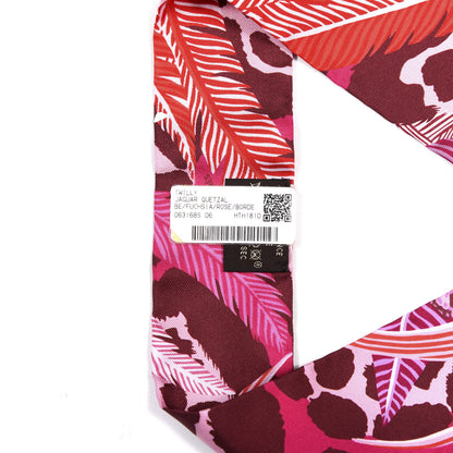 Hermes Silk Jaguar Quetzal Twilly Fuchsia Rose Bordeaux 3 of 3