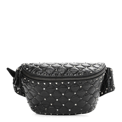Valentino Garavani Craquele Nappa Rockstud Spike Belt Bag 85 Black 1 of 9