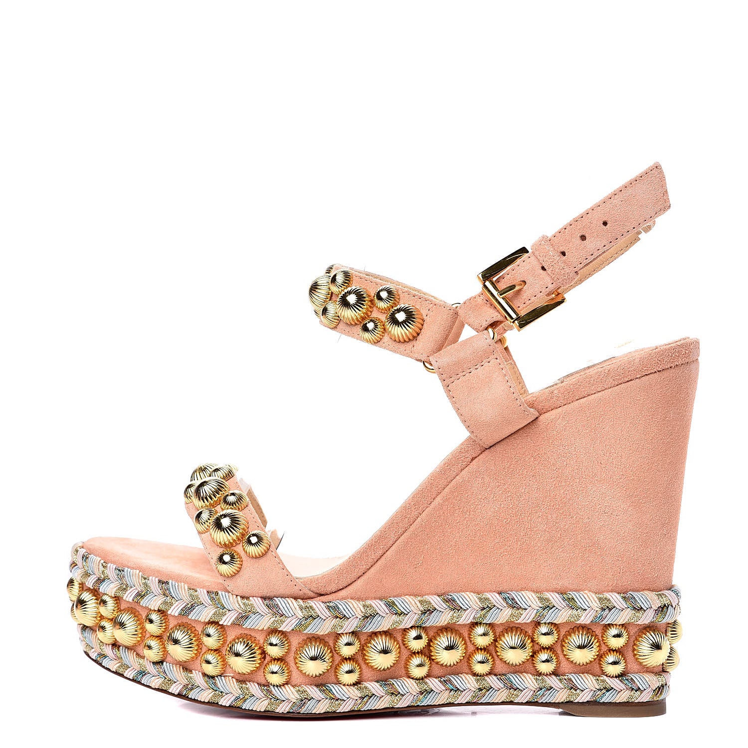 Christian Louboutin Veau Velours Rondaclou 120 Wedge Sandals 37 1 of 7