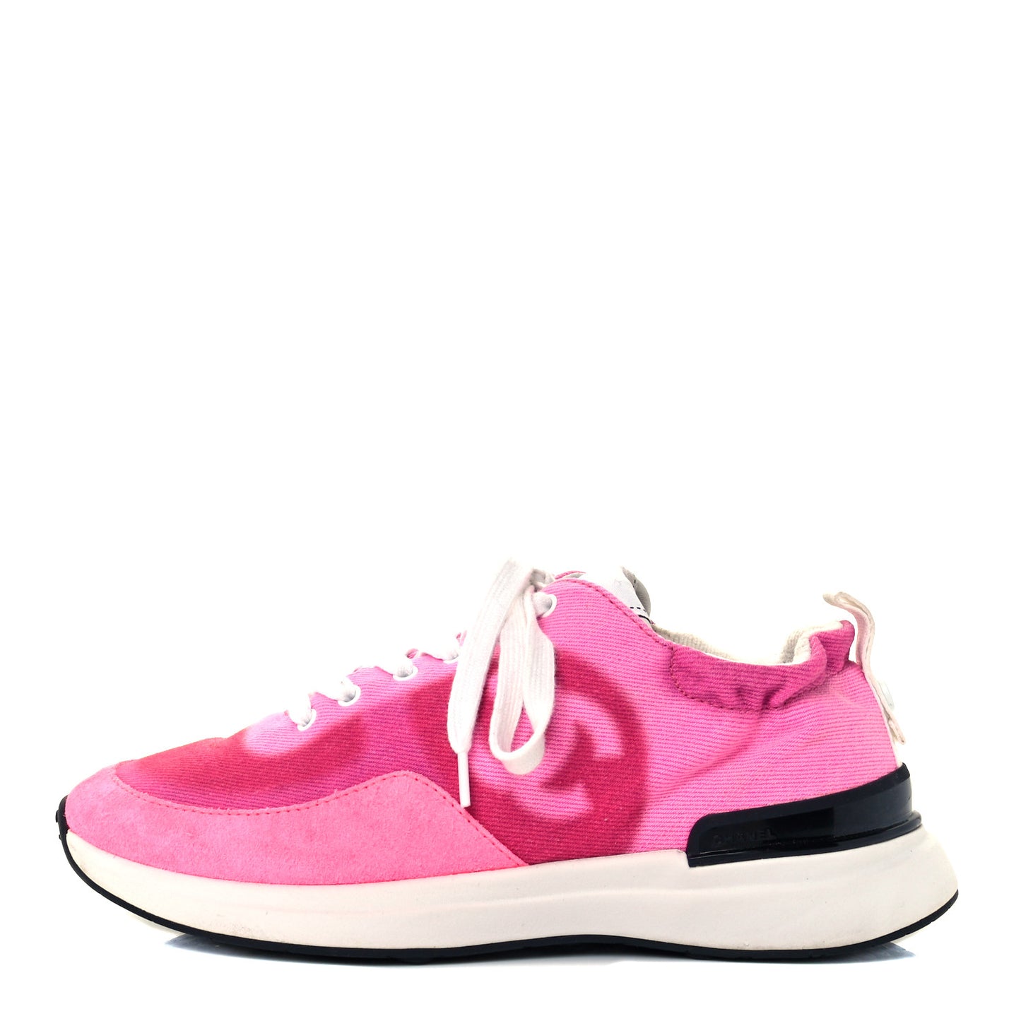 Denim Suede Calfskin Womens CC Sneakers 36 Pink