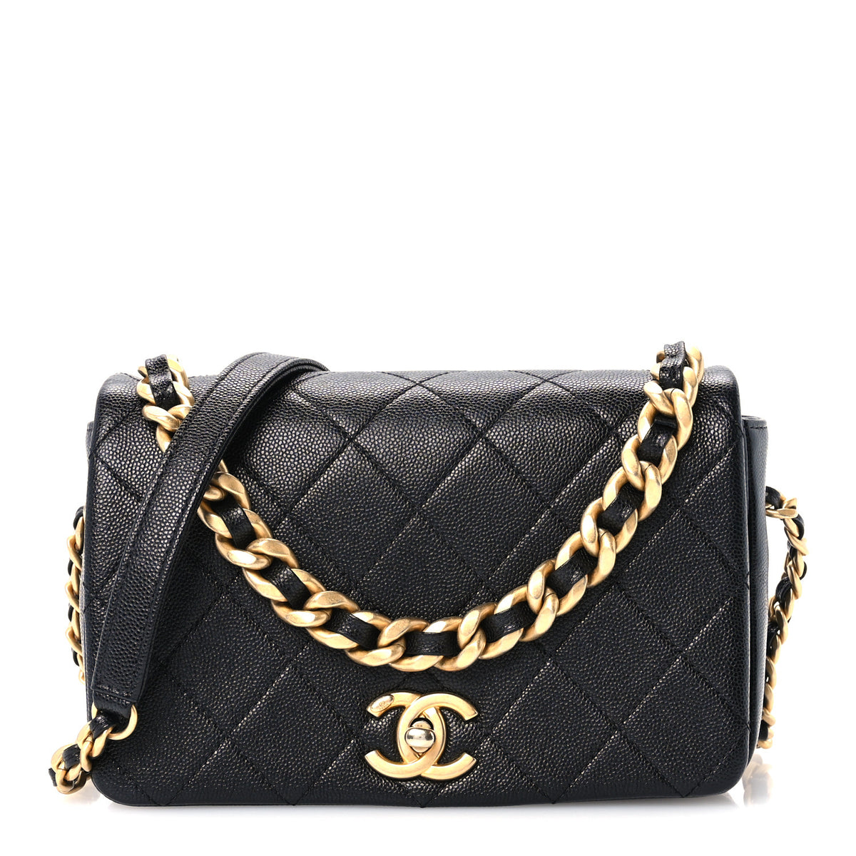Caviar Quilted Small Fashion Therapy Flap Bag Black