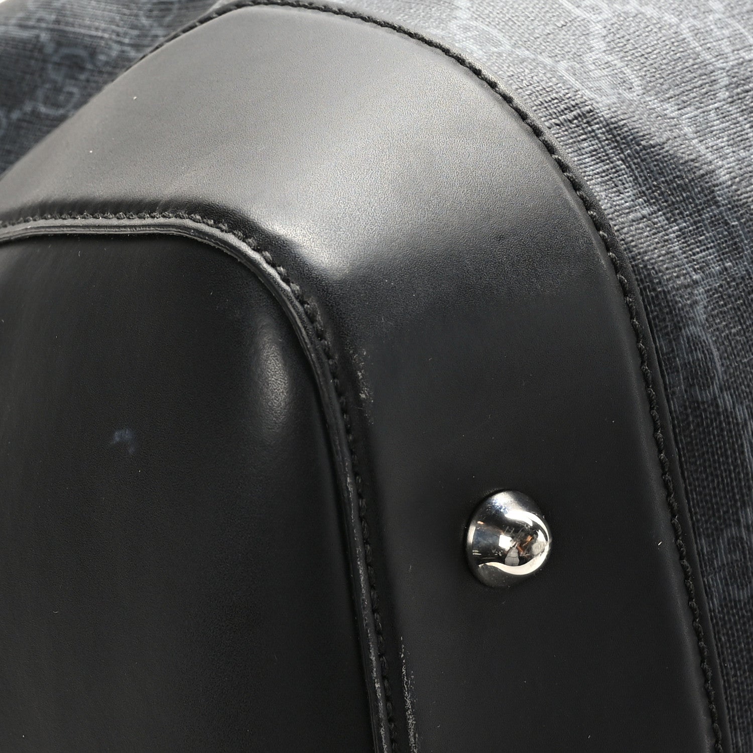 Gucci Soft GG Supreme Monogram Appia Calfskin Web Large Carry On Duffle Bag Black Grey 8 of 12