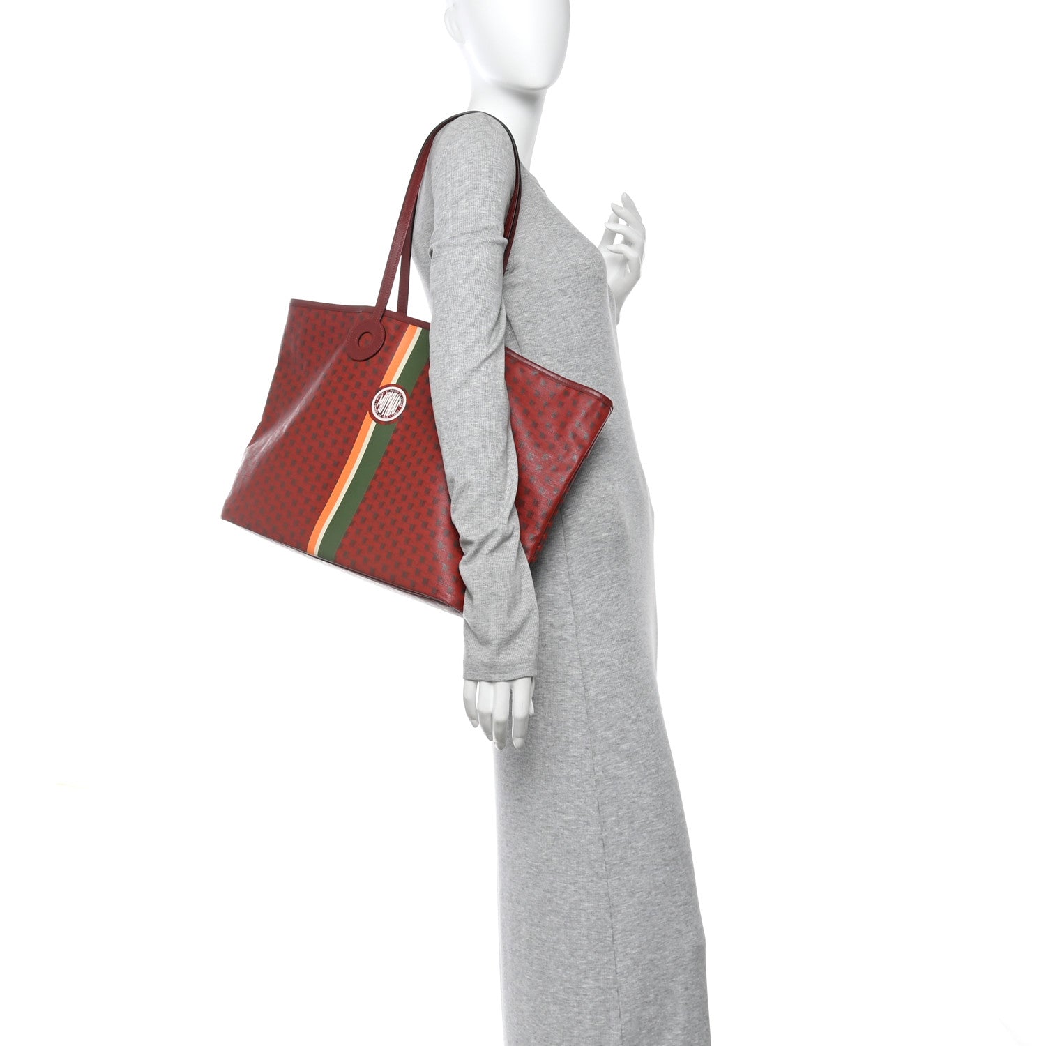 Moynat Grained Calfskin Canvas 1920 Oh! Tote Ruban GM Madder Bronze 2 of 9