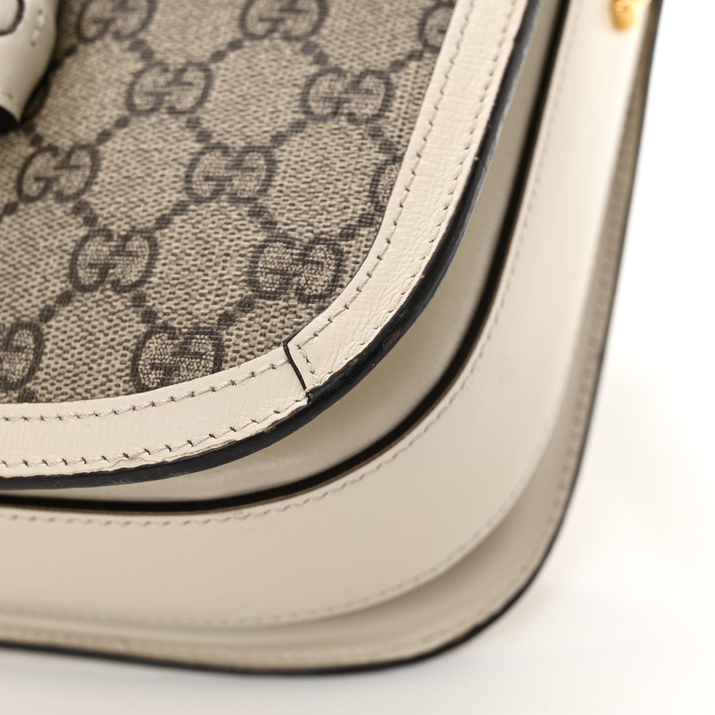 GG Supreme Monogram Horsebit 1955 Shoulder Bag Beige Mystic White