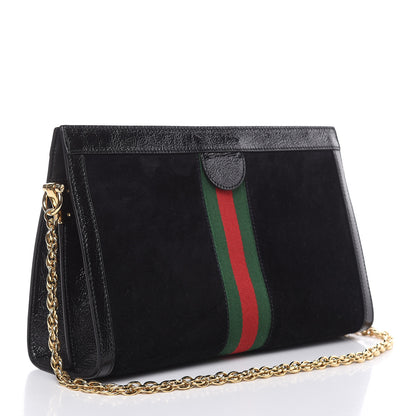 Gucci Suede Patent GG Web Medium Ophidia Chain Shoulder Bag Black 3 of 13
