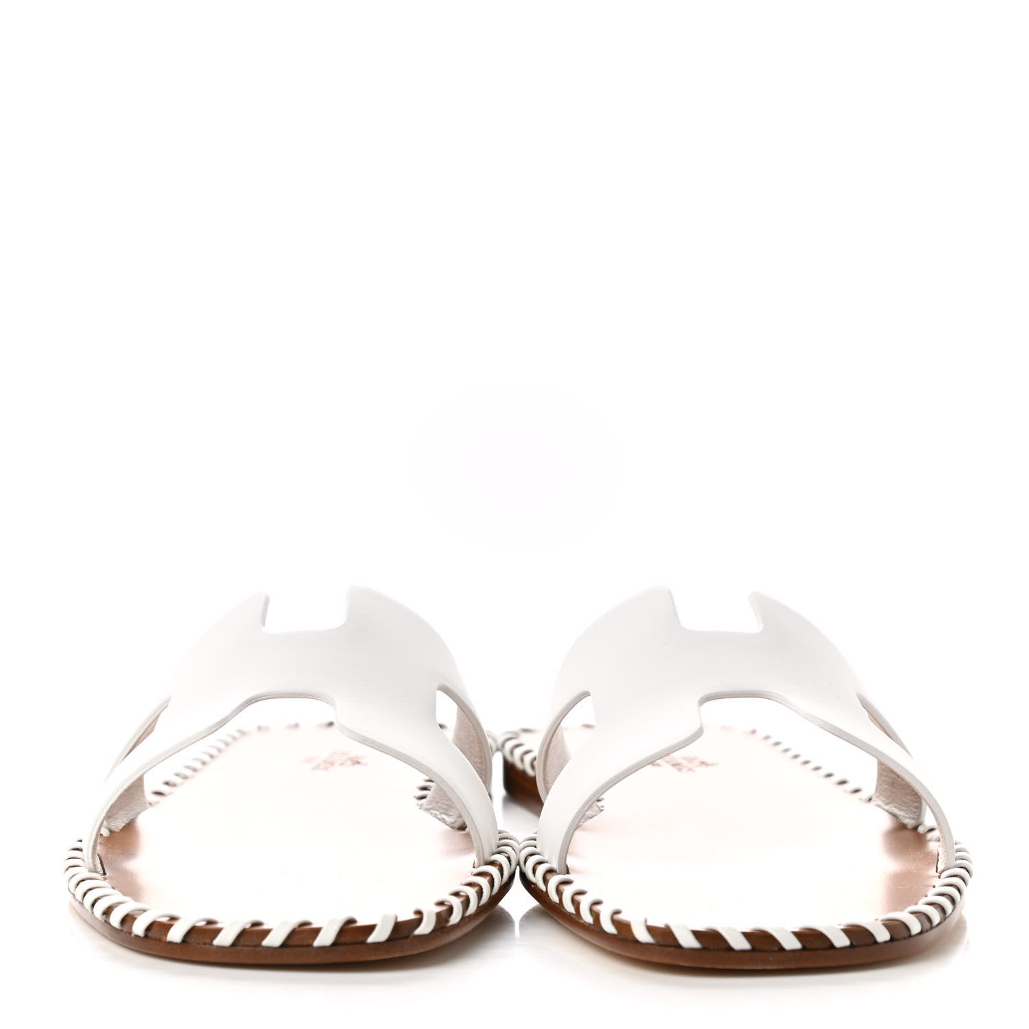 Hermes Box Calfskin Braided Oran Sandals 38 White 2 of 8