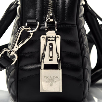 Prada Soft Calfskin Impunture Diagramme Top Handle Crossbody Bag Black 11 of 11