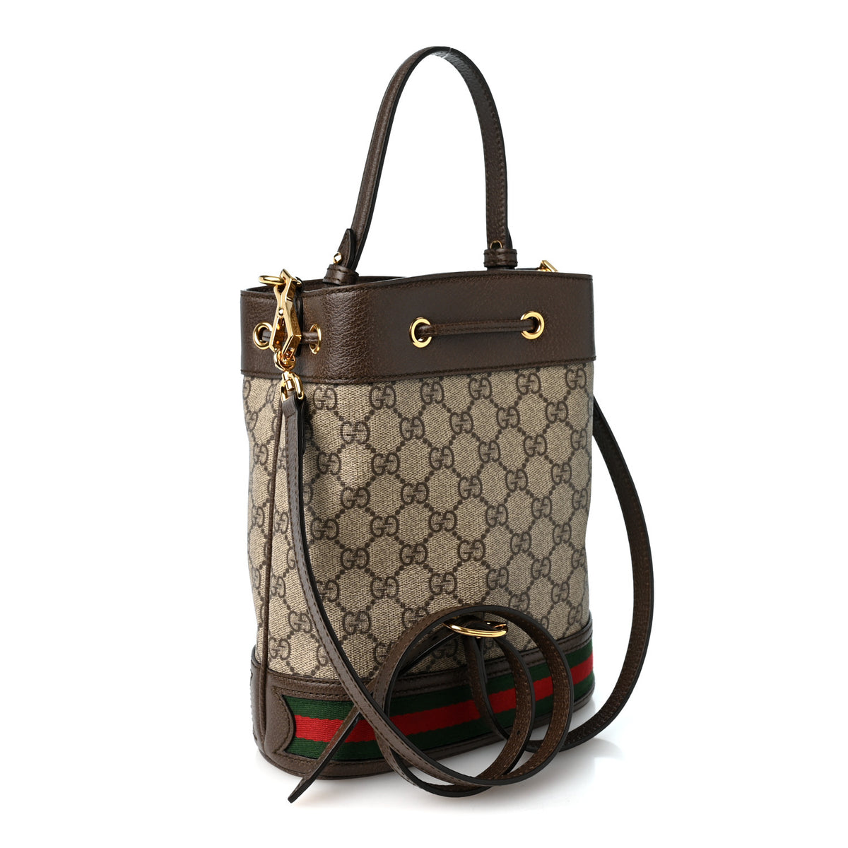 Gucci GG Supreme Monogram Web Small Ophidia Bucket Bag Brown 3 of 10