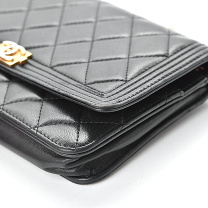 Chanel Lambskin Quilted Boy Wallet On Chain WOC Black 13 of 20