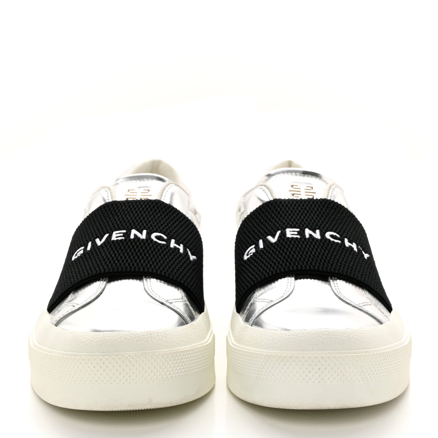 Calfskin Band Logo Womens City Sneakers 39 Silvery