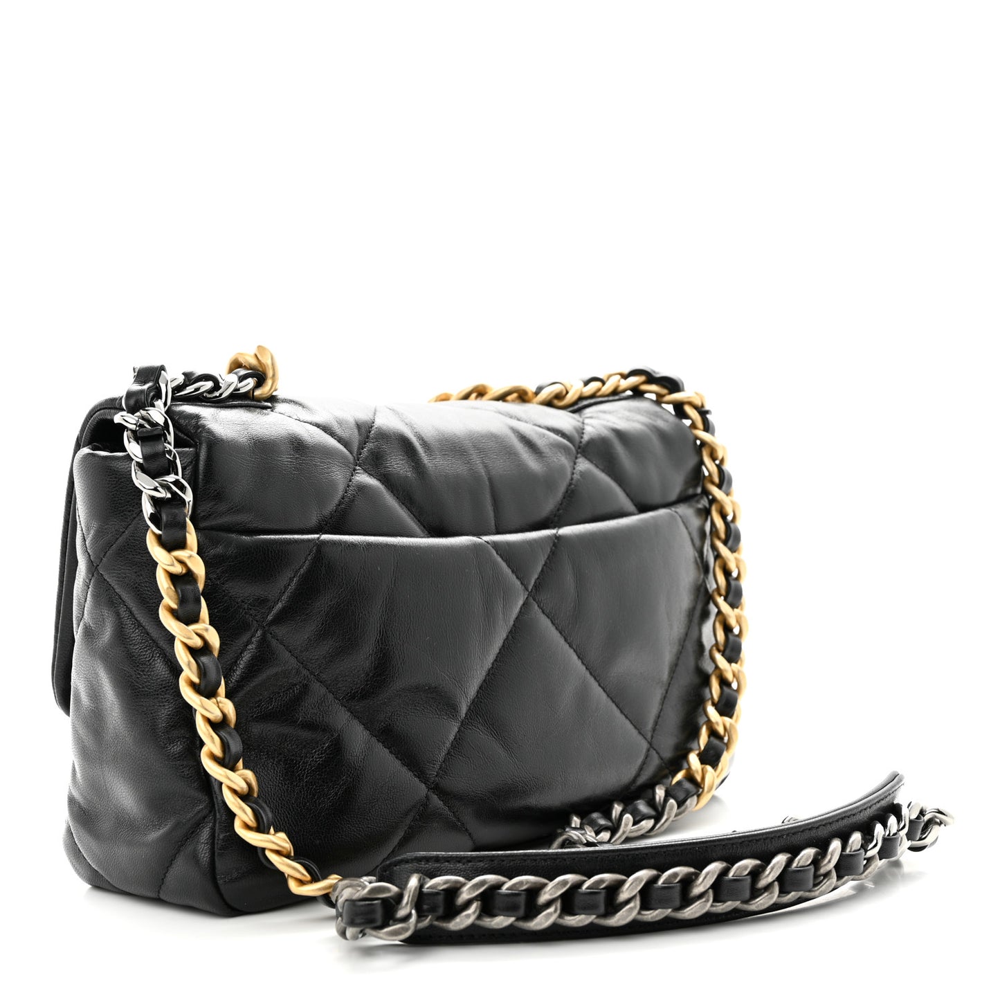 Goatskin Quilted Medium Chanel 19 Flap Black