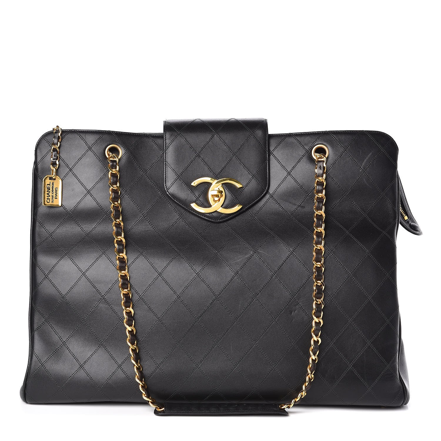 Chanel Calfskin Stitched XL Weekender Black 1 of 11