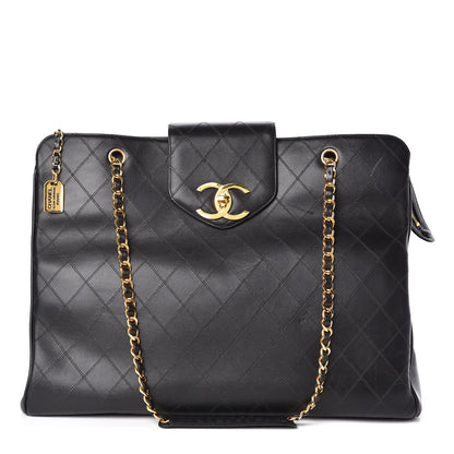 Chanel Calfskin Stitched XL Weekender Black 1 of 11