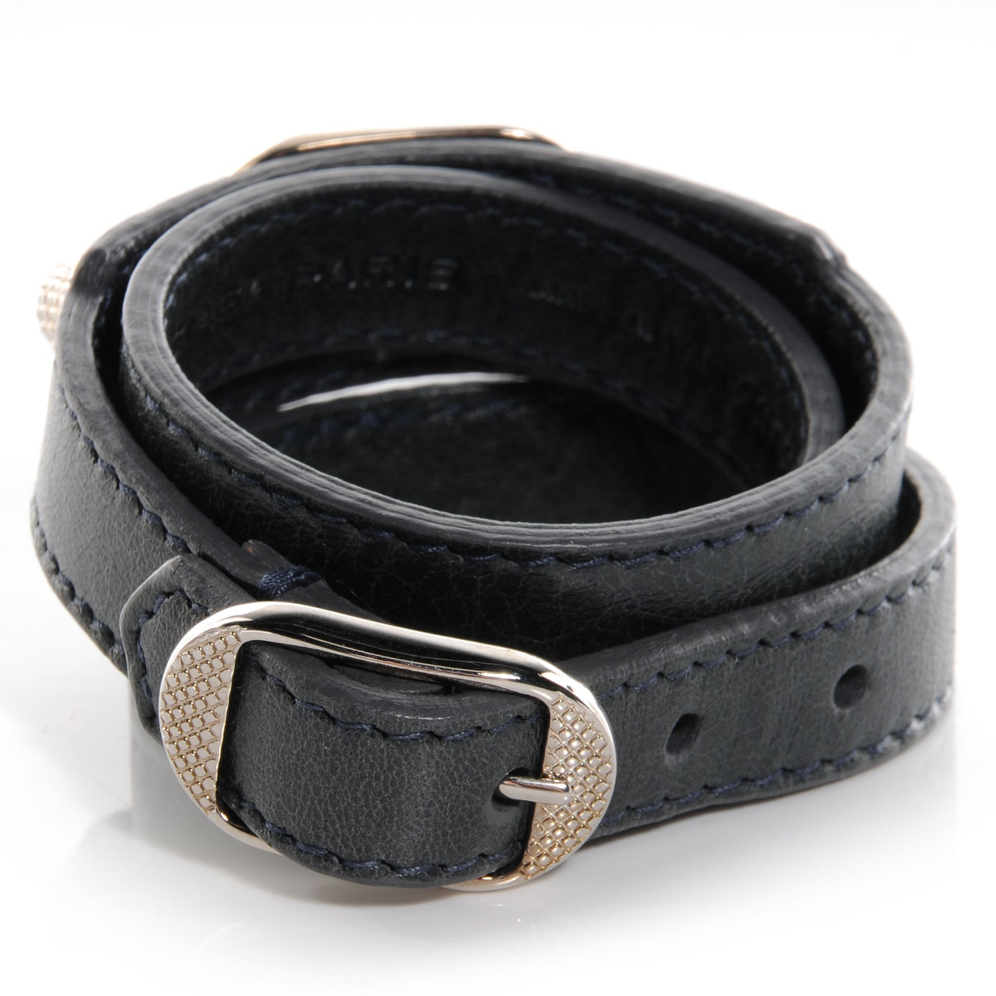 Agneau Giant 12 Silver Hardware Triple Tour Bracelet Small Anthracite