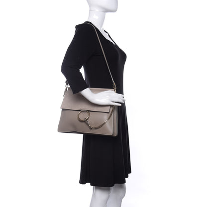 Chloe Calfskin Suede Medium Faye Shoulder Bag Motty Grey 2 of 9