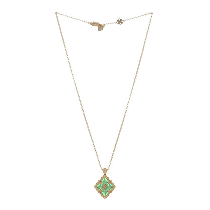 Buccellati 18K Yellow Gold Enamel Opera Tulle Pendant Necklace Green 2 of 5