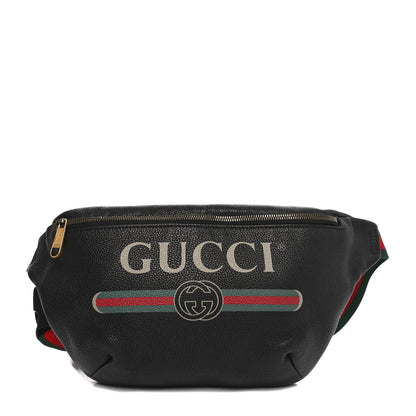 Gucci Grained Calfskin Logo Belt Bag Black 1 of 10