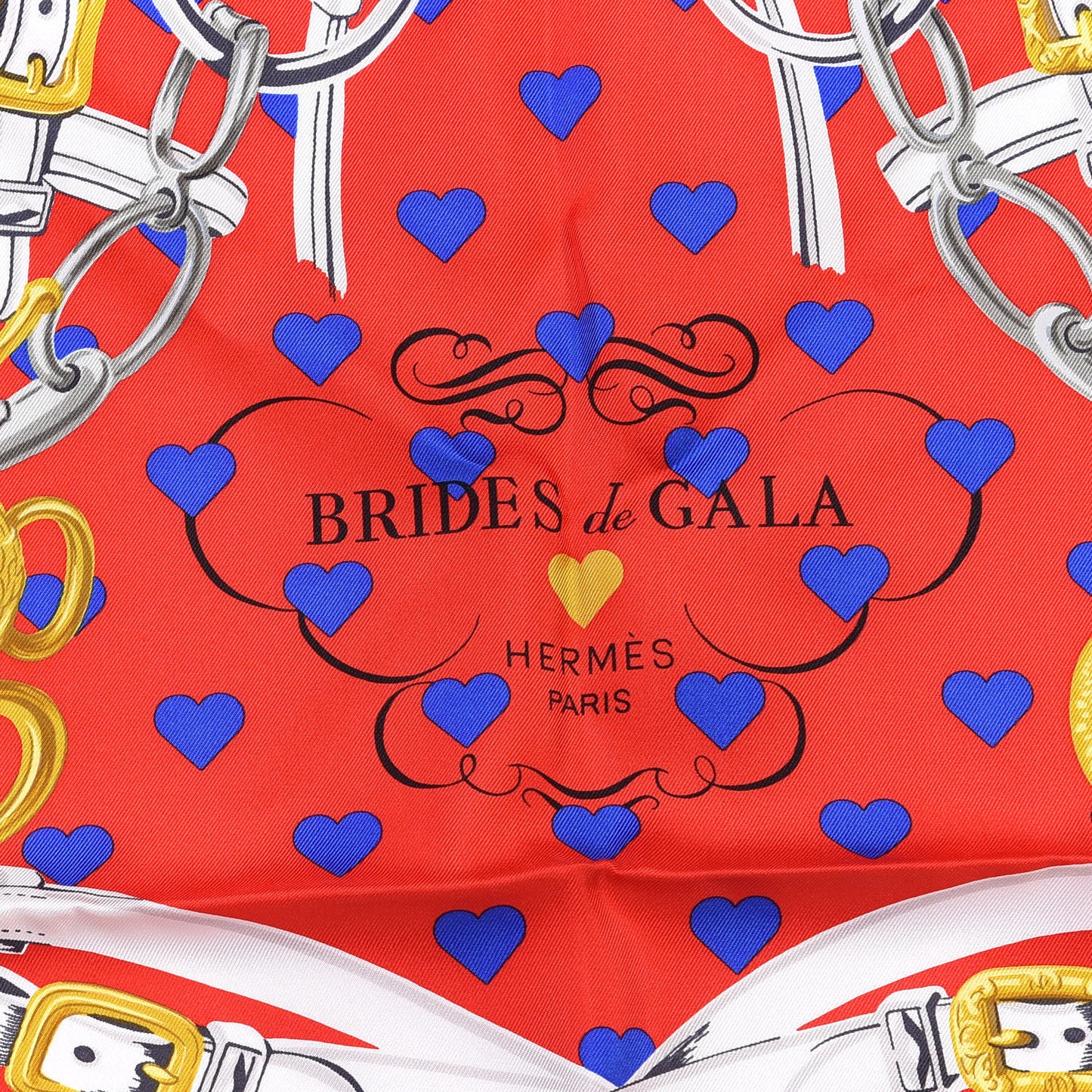 Silk Brides De Gala Love Scarf 90 Rouge Vif Marine White