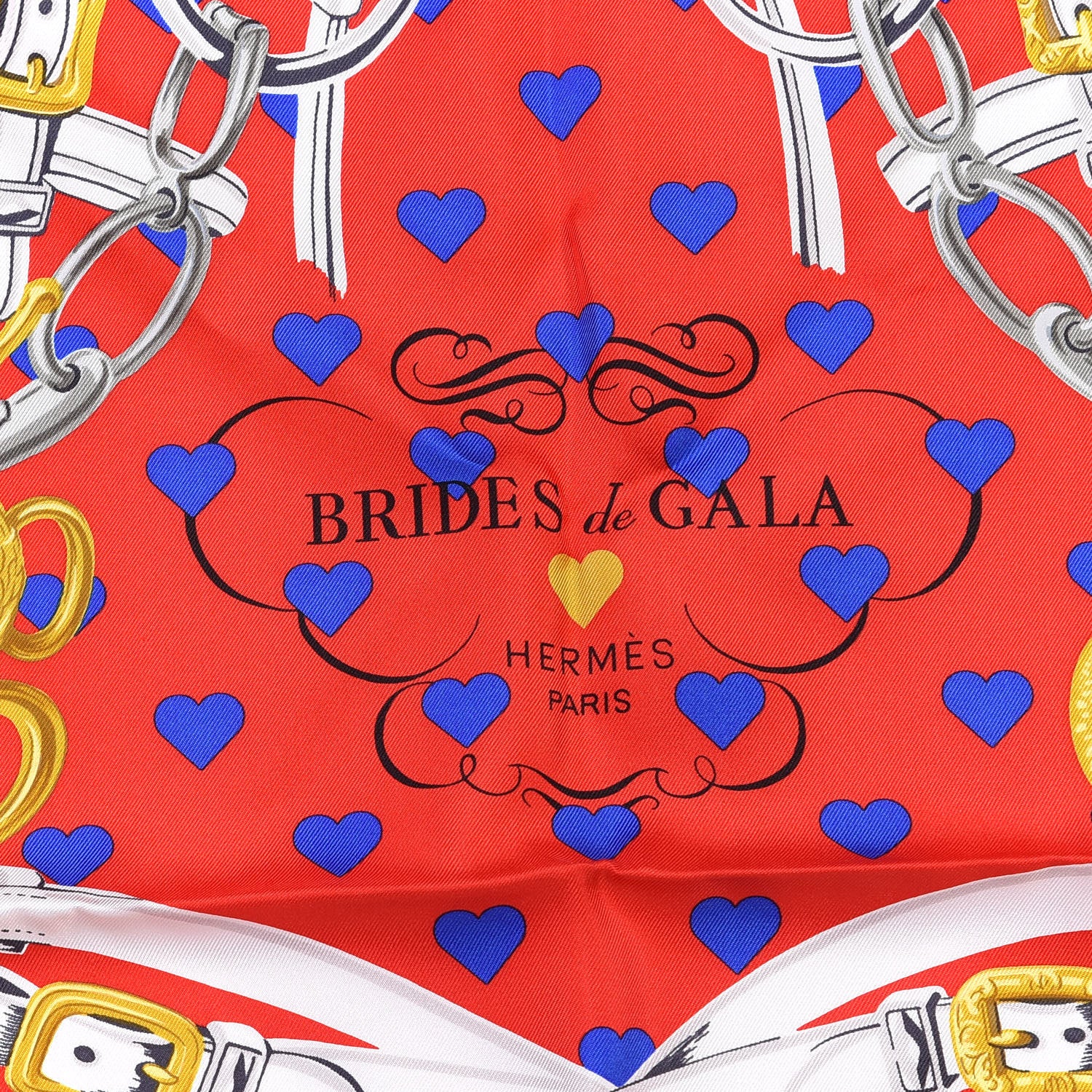 Hermes Silk Brides De Gala Love Scarf 90 Rouge Vif Marine White 2 of 4