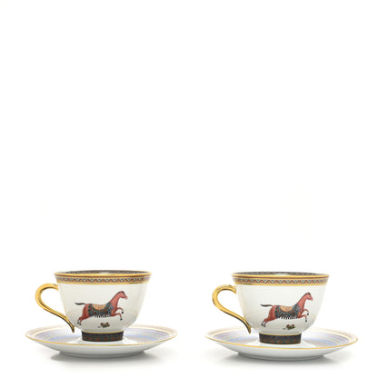 Hermes Porcelain Cheval d'Orient Tea Cup and Saucer Set of 2 1 of 11