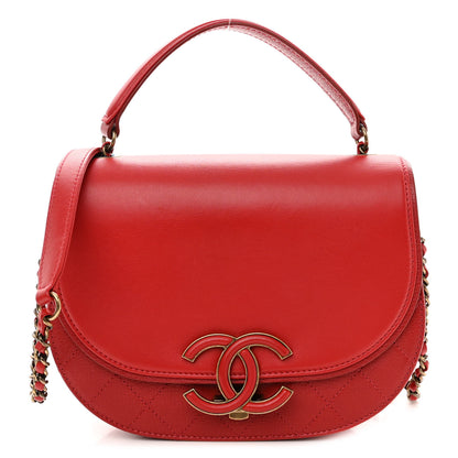 Chanel Shiny Calfskin Goatskin Quilted Small Coco Curve Messenger Flap Red 1 of 11