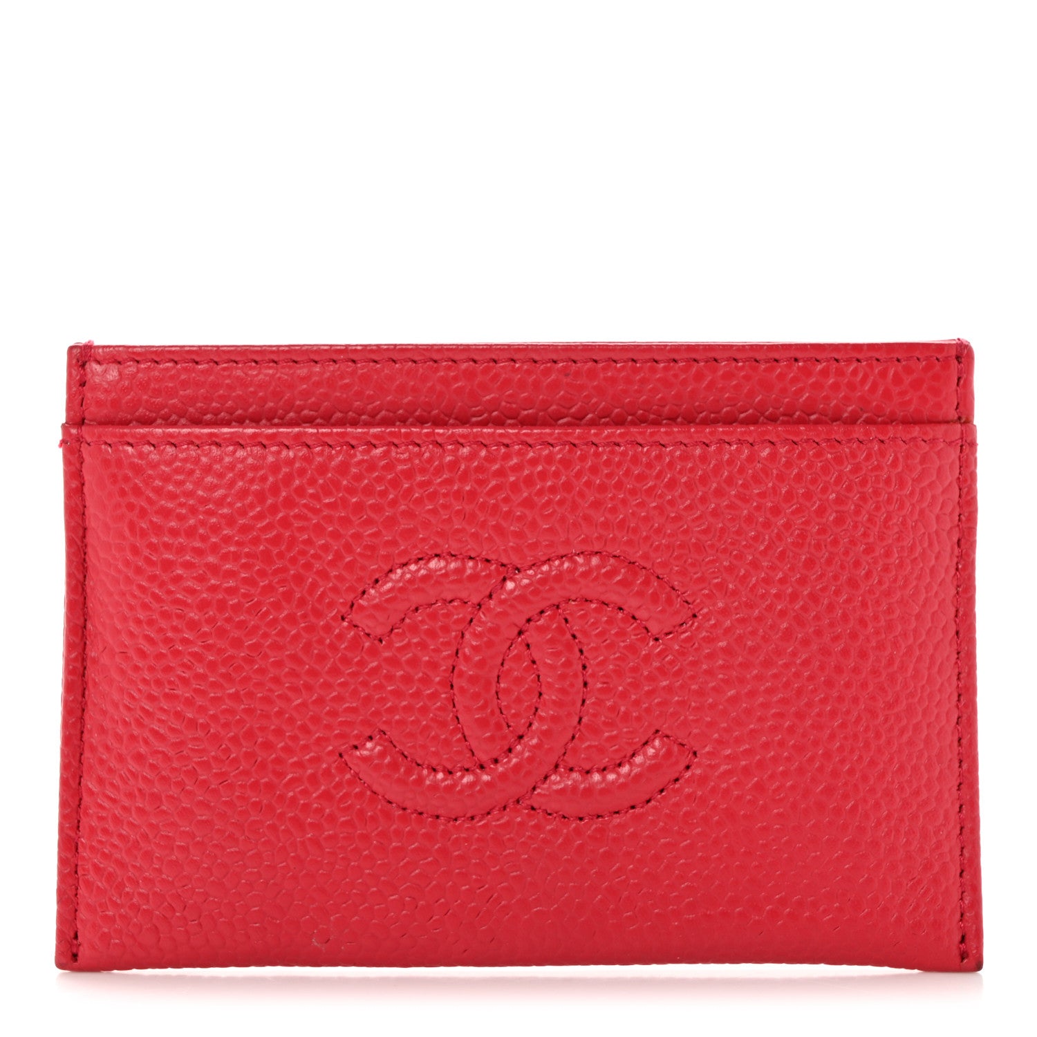 Chanel Caviar Timeless CC Card Holder Dark Pink 1 of 8
