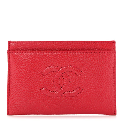 Chanel Caviar Timeless CC Card Holder Dark Pink 1 of 8