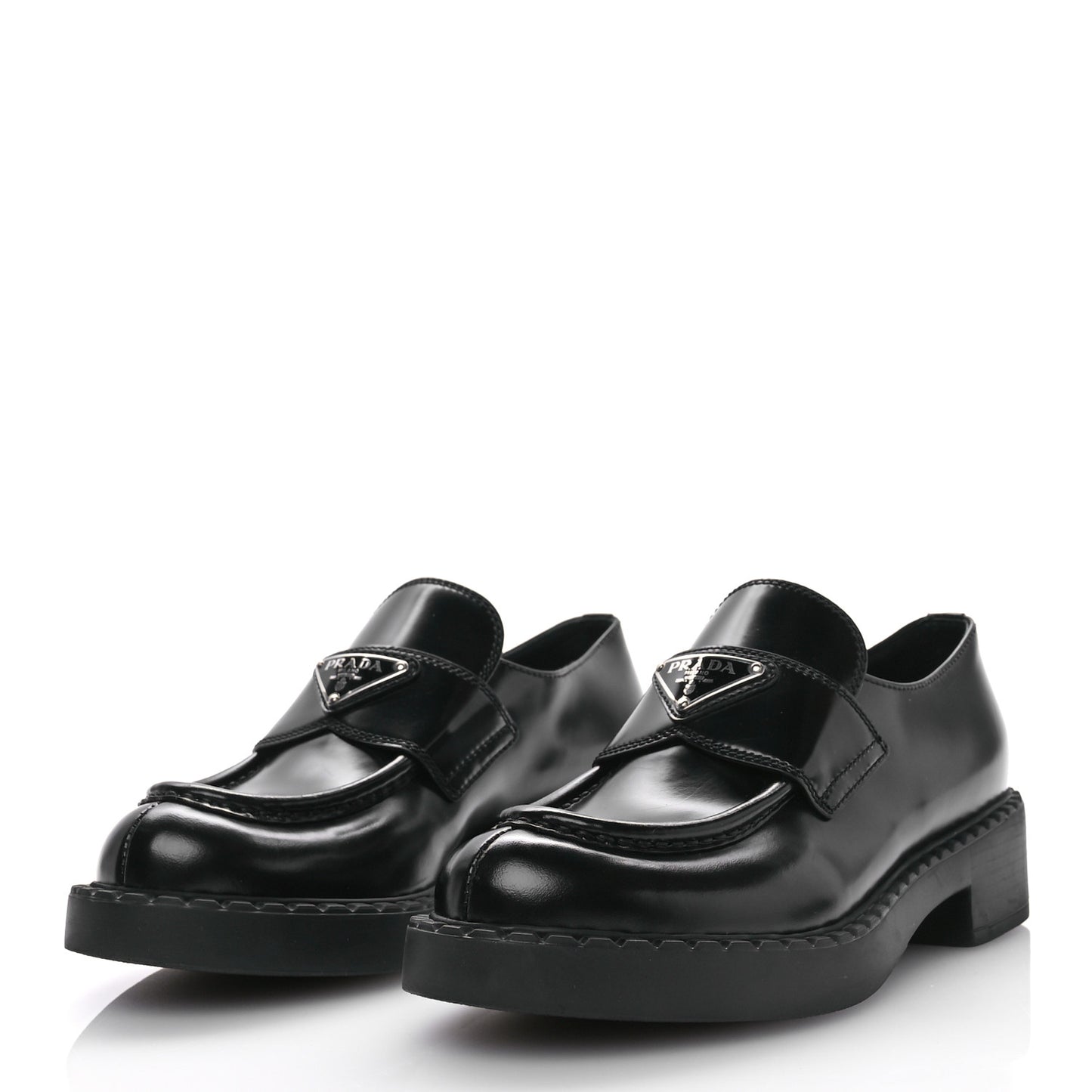 Spazzolato Metal Triangle Logo 50mm Loafers 37 Black