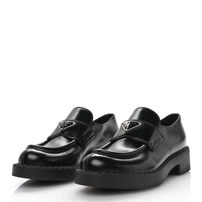 Prada Spazzolato Metal Triangle Logo 50mm Loafers 37 Black 3 of 8