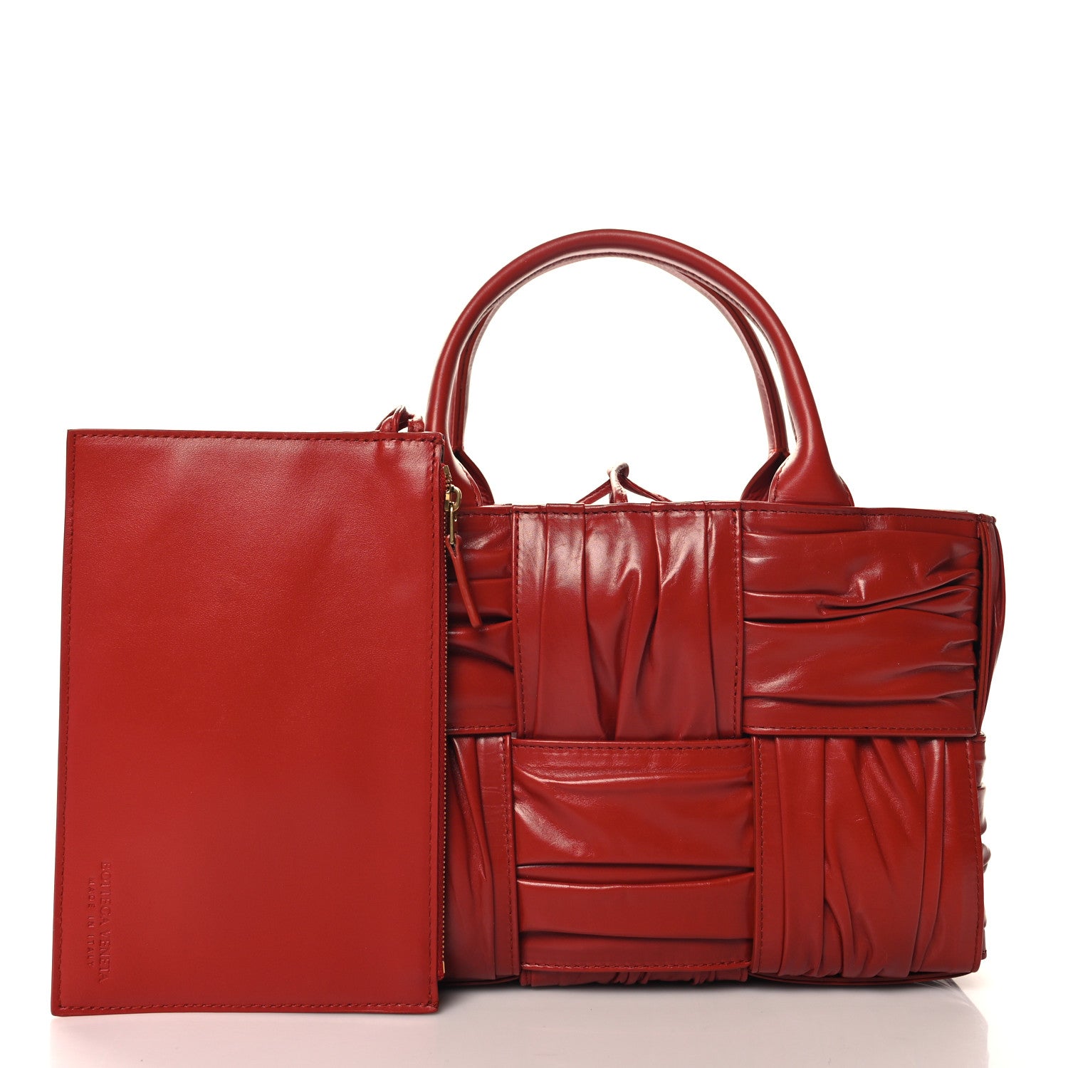 Bottega Veneta Foulard Intrecciato Pleated Mini Arco Tote Red 3 of 10