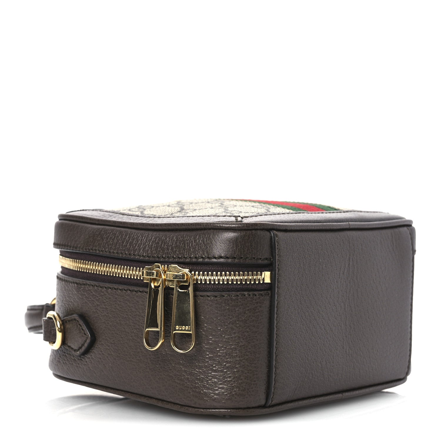 Gucci GG Supreme Monogram Textured Dollar Calfskin Mini Ophidia Top Handle Square Shoulder Bag Beige Ebony New Acero 4 of 12