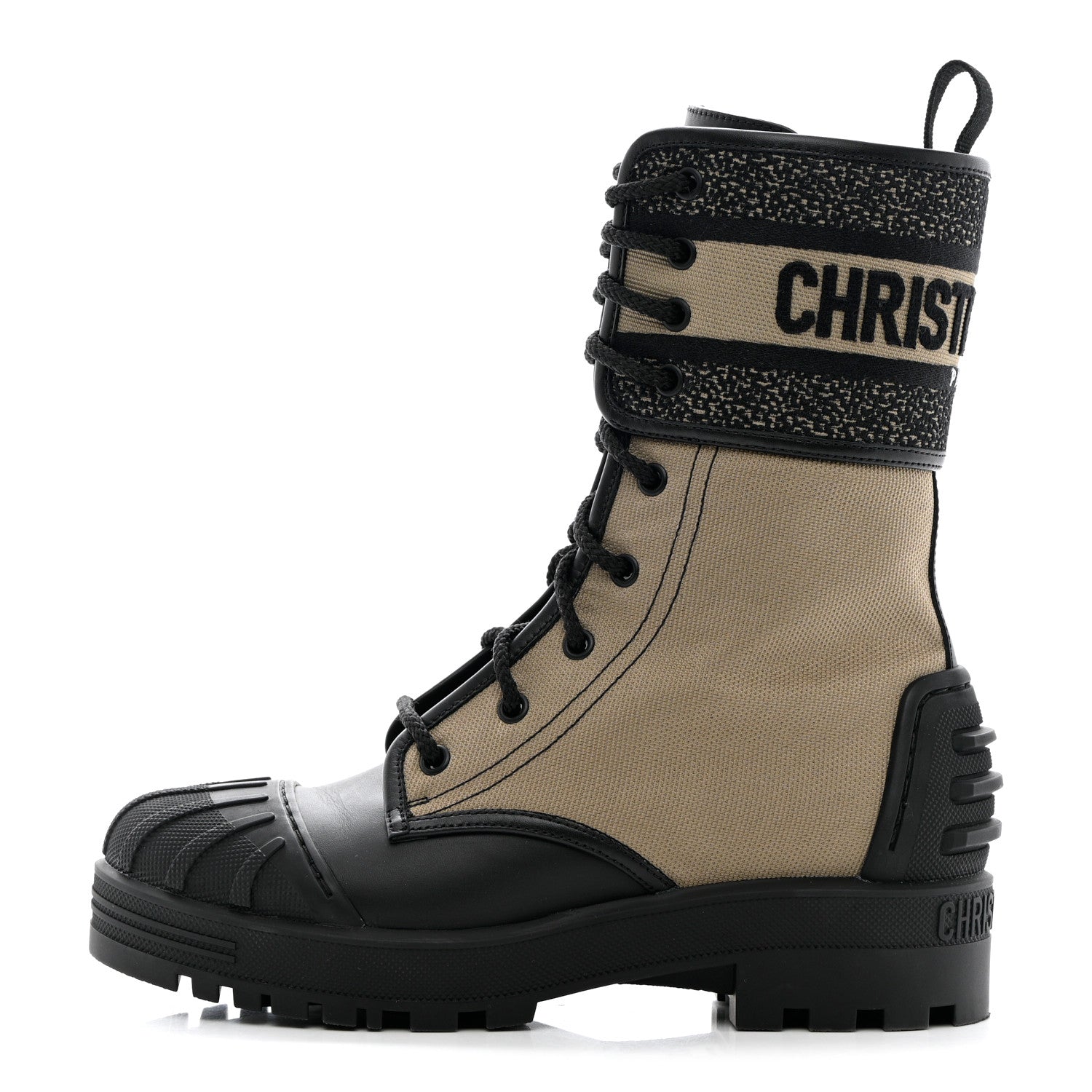Christian Dior Calfskin Technical Fabric D-Major Ankle Boots 37 Taupe Black 1 of 12