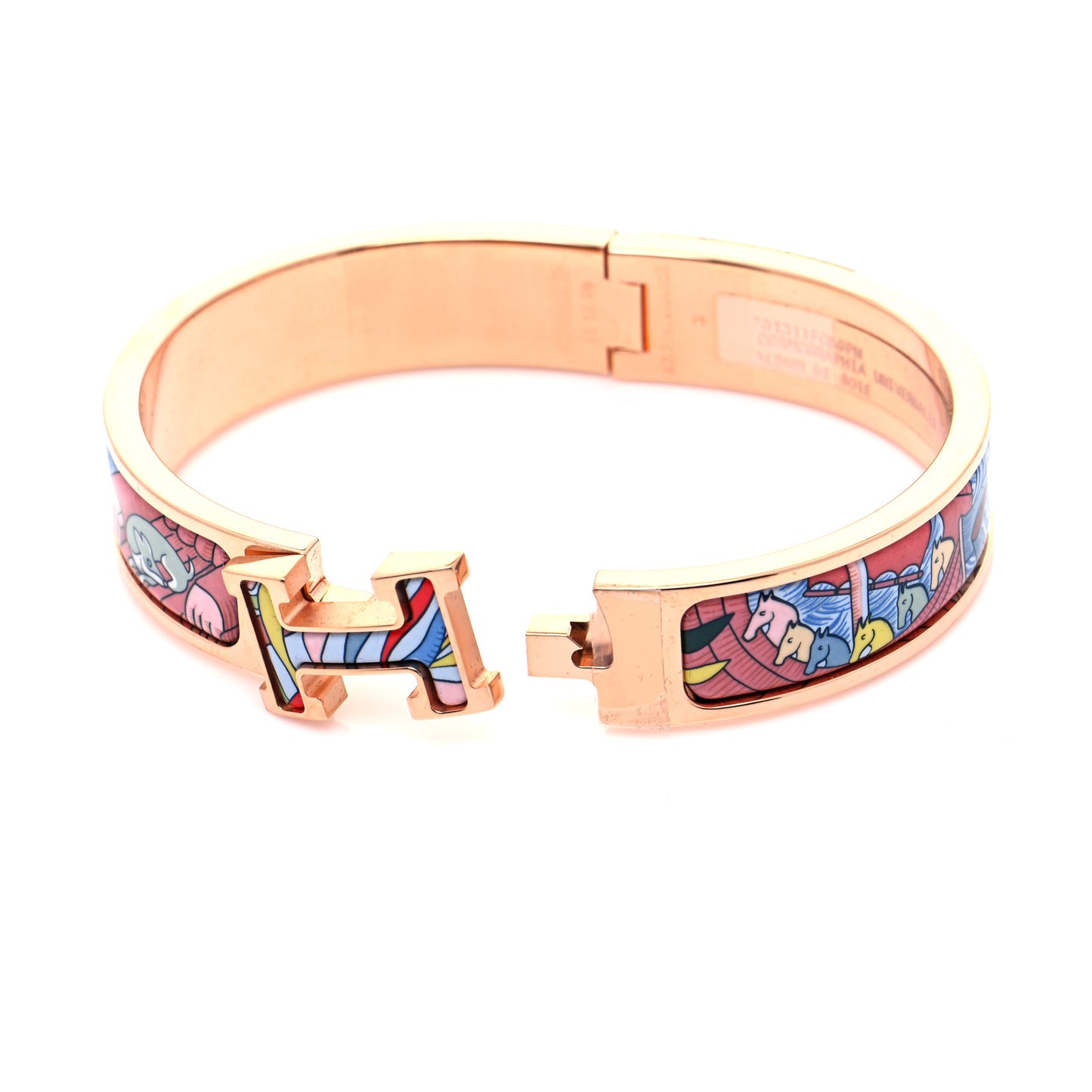 Enamel Narrow Print Cosmographia Universalis Clic Clac H Bracelet PM Album De Soie