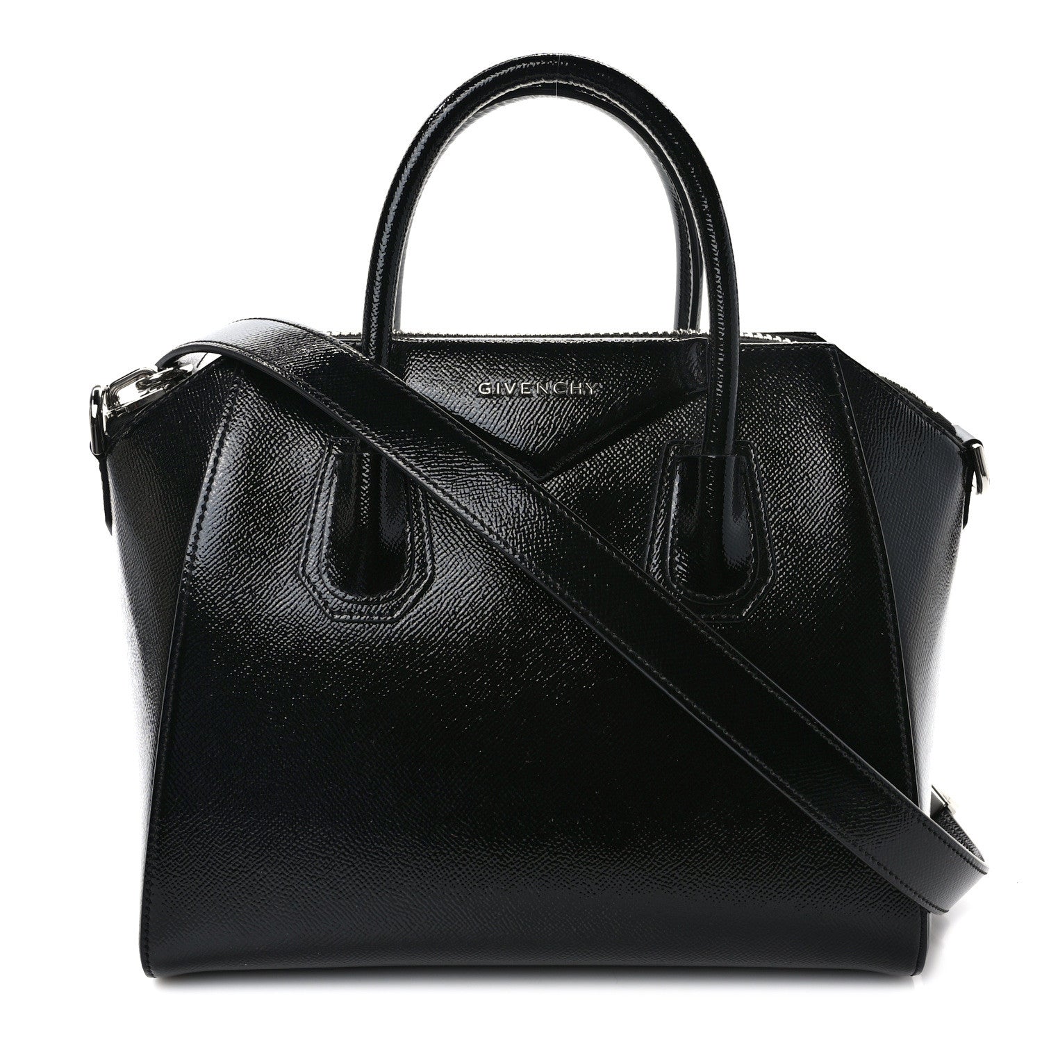 Givenchy Textured Patent Calfskin Small Antigona Black 1 of 11