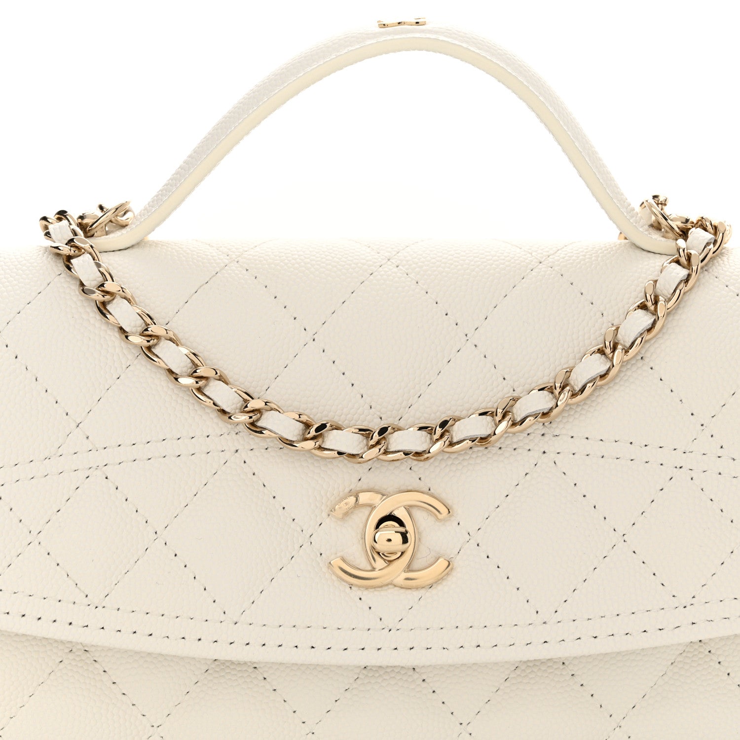 Chanel Caviar Quilted Trendy Handle Clutch With Chain White 9 of 11